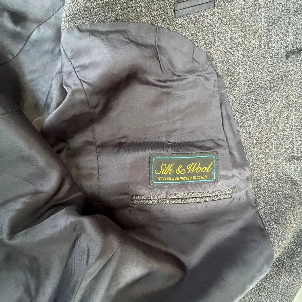 Pronto‎ Uomo Mens Sport Coat Blazer Jacket Casual Wool/Silk Brown 44R Italy Made